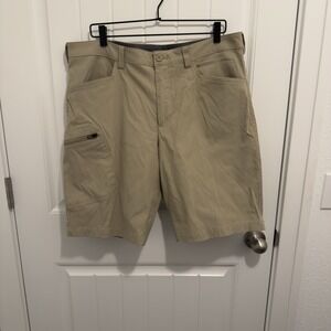 Eddie Bauer Men's Tan Chino Shorts With Side Leg Zip Pocket Size 38